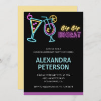 30th birthday invitations Cocktail Neon Glow