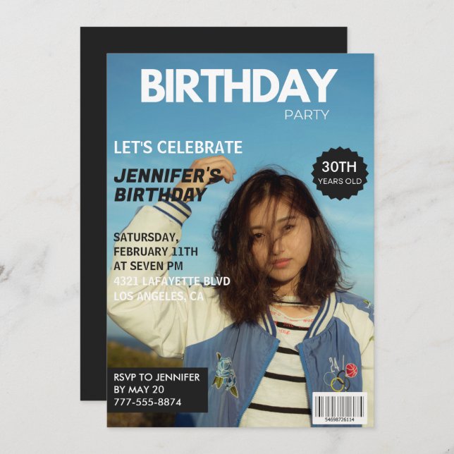 30th birthday invitations Magazine Cover (Front/Back)
