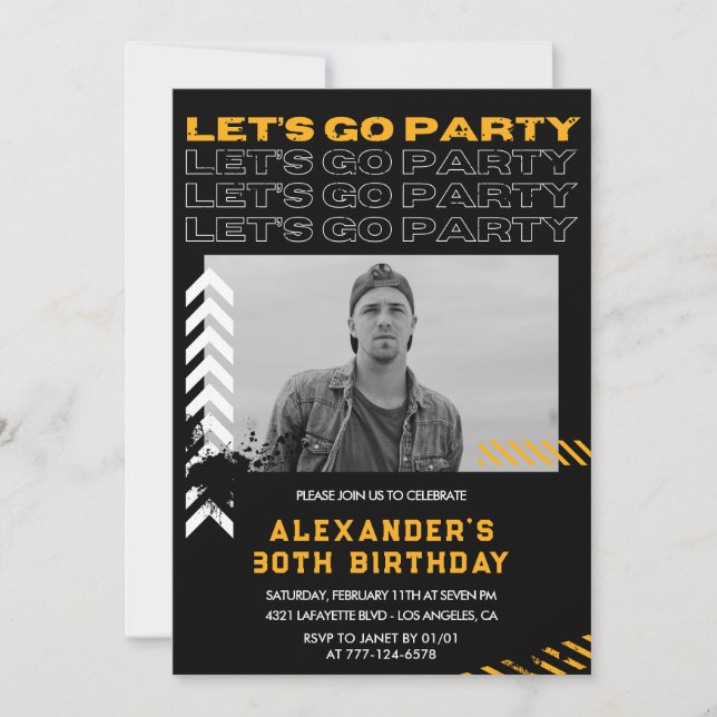 30th birthday invitations Men Photo Spray paint (Front)