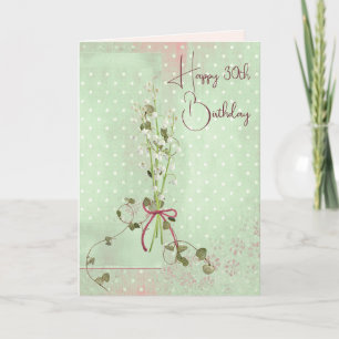 30th Birthday Lily of the Valley Bouquet Card