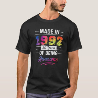 30Th Birthday Made In 1992 Tees Colourful 30 Years
