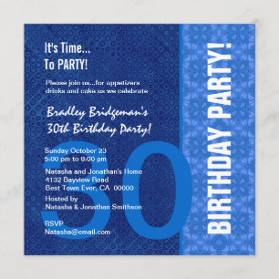 30th Birthday Modern Hues of Blue B400 Invitation