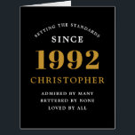 30th Birthday Name 1992 Black Gold Elegant Card<br><div class="desc">A personalised chic birthday card that is easy to customise for that special occasion.</div>