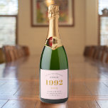 30th Birthday Name 1992 Pink Grey Elegant Chic<br><div class="desc">A personalised elegant sparkling wine label that is easy to customise for that special occasion.</div>