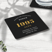 30th Birthday Name 1995 Black Gold Elegant Chic