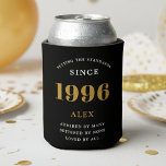 30th Birthday Name 1996 Black Gold Elegant Chic Can Cooler<br><div class="desc">Luxurious 30th Birthday Black and Gold Can Cooler: The perfect party companion. Our high-quality 30th Birthday Can Cooler is made to help you toast to the big milestone in style. Crafted in sleek black and accented with gold, it brings a touch of luxury to your celebration. Not just a pretty...</div>