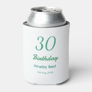 30TH BIRTHDAY NAME DATE BOLD RETRO turquoise simpl Can Cooler
