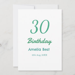 30TH BIRTHDAY NAME DATE BOLD RETRO turquoise simpl Invitation