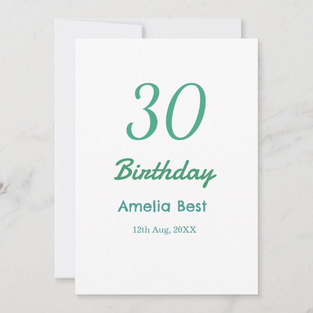 30TH BIRTHDAY NAME DATE BOLD RETRO turquoise simpl Invitation (Front)