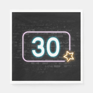 30th Birthday Neon Sign On Brick Napkin