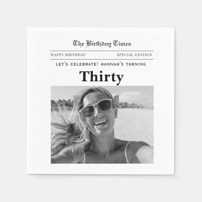 30th Birthday Newspaper Napkin (Front)