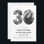 30th Birthday Number 30 Photo Collage Black White Invitation<br><div class="desc">Mark thirty years of wonderful memories and adventures with this captivating 30th Birthday Number Photo Collage. This customisable template is the perfect blend of creativity and sentiment, allowing you to create a truly memorable gift for your loved one's special day. Capture the essence of incredible years in a single masterpiece...</div>