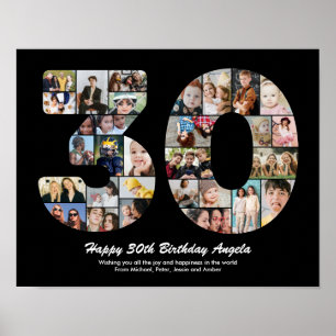 30th Birthday Number 30 Photo Collage Gift Poster