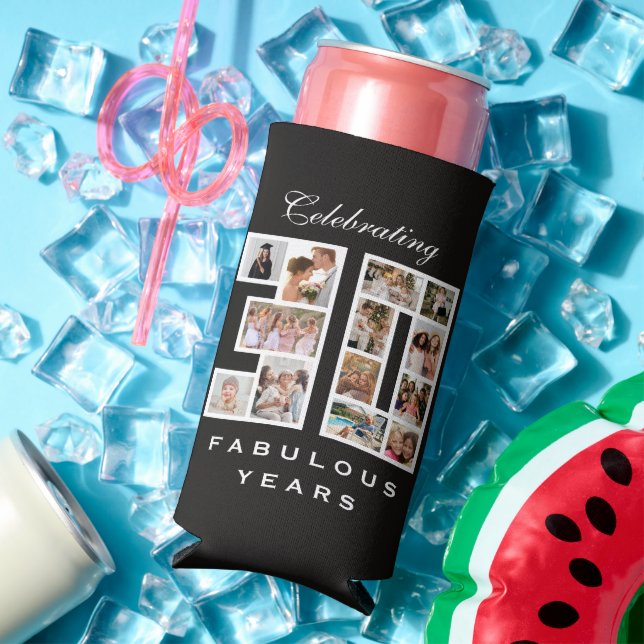 30th Birthday or Anniversary Black Seltzer Can Cooler (In Situ Summer)