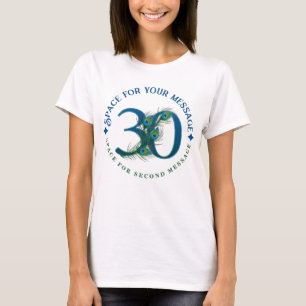 30th Birthday Or Anniversary Peacock Feathers T-Shirt