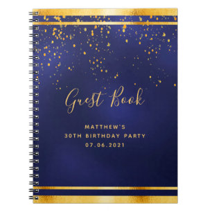 30th Birthday Party 30 dark blue gold guest book
