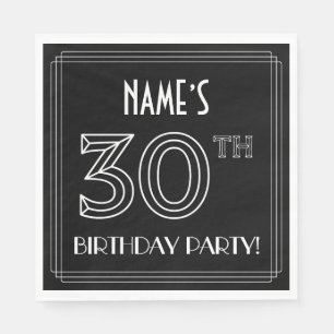 30th Birthday Party: Art Deco Style + Custom Name Napkin