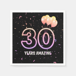30th Birthday Party Balloons and Confetti Napkin
