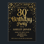 30th Birthday Party - Black & Gold Invitation<br><div class="desc">30th Birthday Party Invitation.
Elegant design in black and faux glitter gold. Features stylish script font and confetti. Message me if you need custom age.</div>