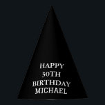 30th Birthday Party Celebration Black Adult Party Hat<br><div class="desc">Black and white celebration,  30th Birthday party hats.</div>
