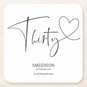 30th Birthday Party Celebration Square Paper Coaster