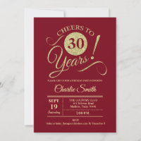 30th Birthday Party - Dark Red Gold