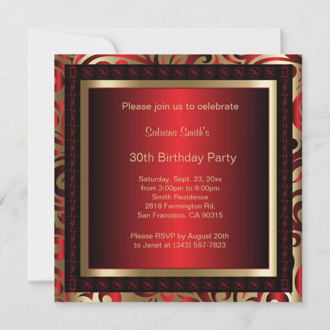 30th Birthday Party | DIY Text Invitation (Back)
