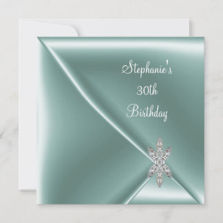 30th Birthday Party Elegant Mint Green Jewel Invitation