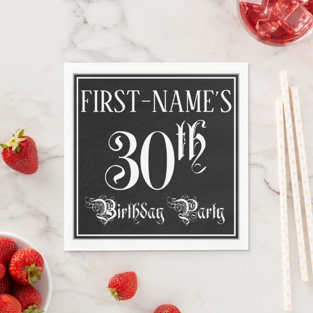 30th Birthday Party — Fancy Script + Custom Name Napkin (Insitu)