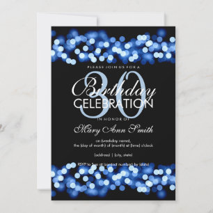 30th Birthday Party Faux Blue Hollywood Glam Invitation