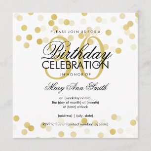30th Birthday Party Faux Gold Foil Glitter Lights Invitation