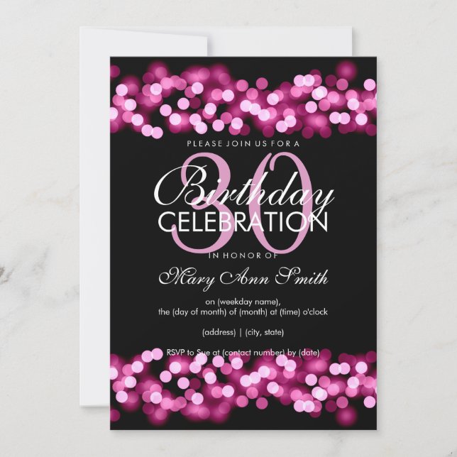 30th Birthday Party Faux Pink Hollywood Glam Invitation (Front)