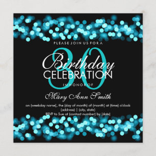 30th Birthday Party Faux Turquoise Hollywood Glam Invitation