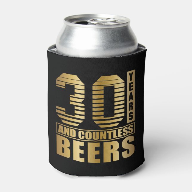 30th Birthday Party Favour Back and Gold Can Cooler (Can Front)