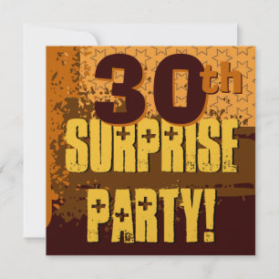 30th Birthday Party Festive Gold and Brown Stars Invitation