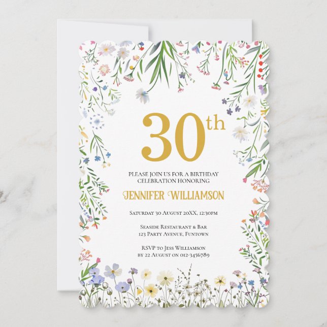 30th Birthday Party Garden  Invitation (Front)