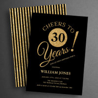 30th Birthday Party Gold Black
