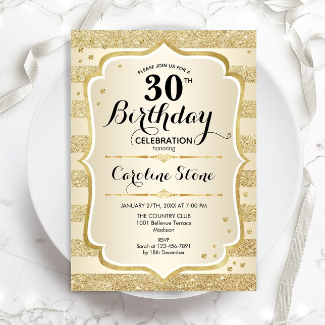 30th Birthday Party - Gold Invitation (Creator Uploaded)