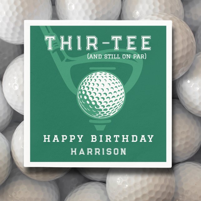 30th Birthday Party Golf Theme Modern Green Napkin (Creator Uploaded)