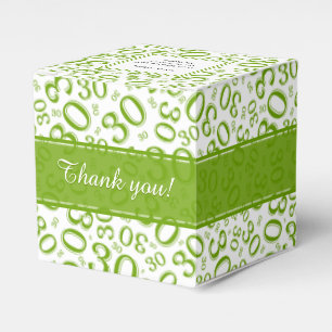 30th Birthday Party Green/White Number Pattern Favour Box