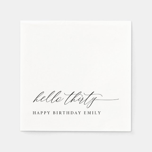 30th Birthday Party Hello 30 Modern Milestone Napkin (Front)