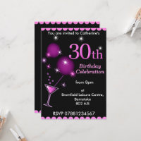 30th Birthday Party Invitation - Cocktail Glass
