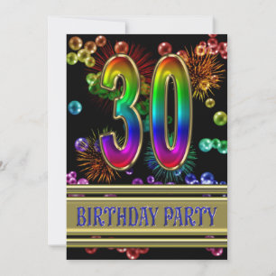 30th Birthday party Invitation with bubbles