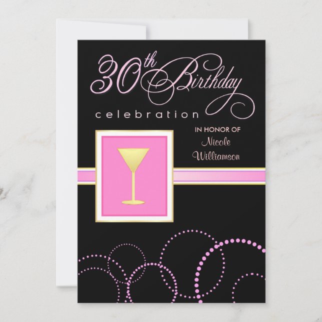 30th Birthday Party Invitations - with Monogram (Front)