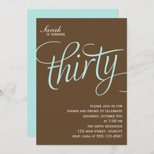 30th Birthday Party Invites (Front/Back)