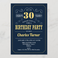 30th Birthday Party - Navy Gold