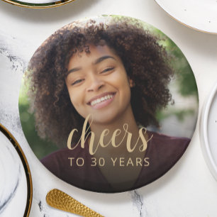 30th Birthday Party Photo Cheers Paper Plate