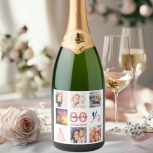 30th birthday party photo collage sparkling wine label