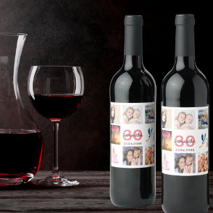 30th birthday party photo collage wine label