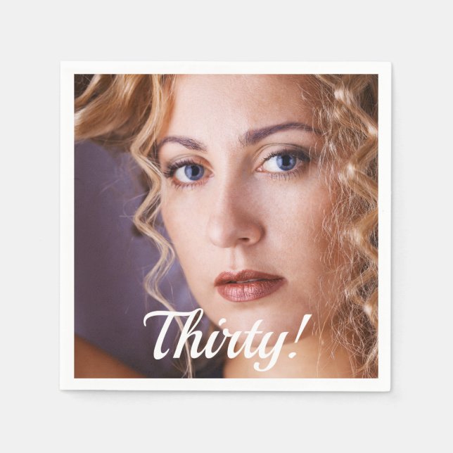 30th birthday party photo script woman napkin (Front)